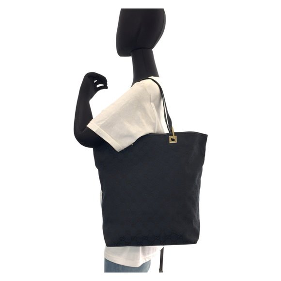 GUCCI Gucci Black Gold Hardware GG Canvas Leather 002 1098 Tote Bag Shoulder ... - Picture 7 of 9